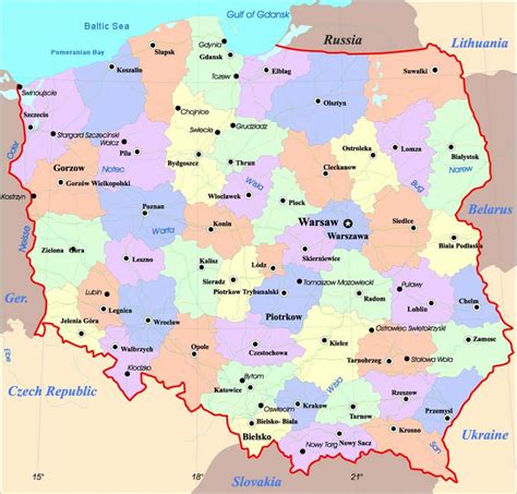 Mapa Polski z zaznaczonymi miastami siedzib firm