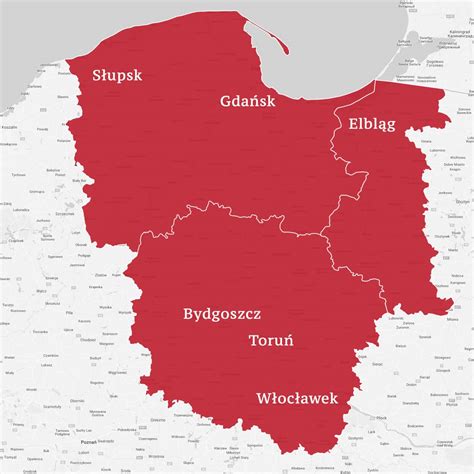 Mapa przedstawiająca okręg Sądu Rejonowego Gdańsk-Północ