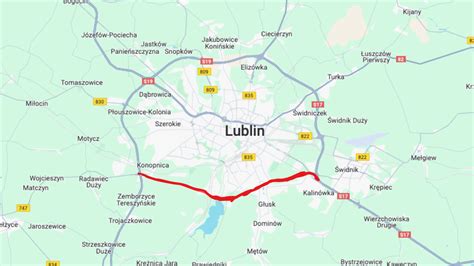 Mapa Lublina z zaznaczonym Sądem Rejonowym Lublin-Zachód