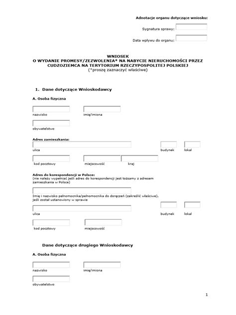 Dokumentacja wniosku o przejęcie nieruchomości