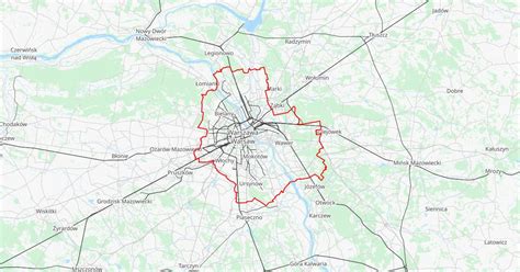 Mapa Warszawy z zaznaczonym obszarem Mokotowa