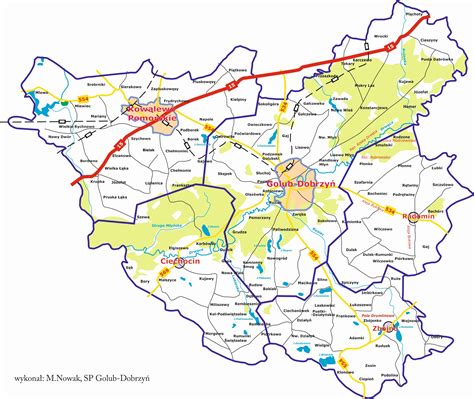 Mapa powiatu dębickiego z zaznaczonymi miejscowościami
