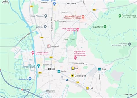 Mapa Elbląga z zaznaczonym obszarem działania komornika