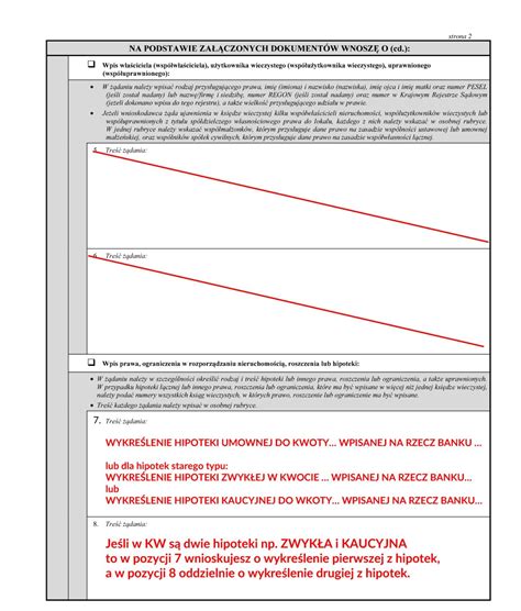 Fragment księgi wieczystej z wpisem hipoteki