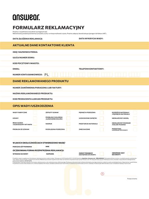 Formularz reklamacyjny Poczty Polskiej