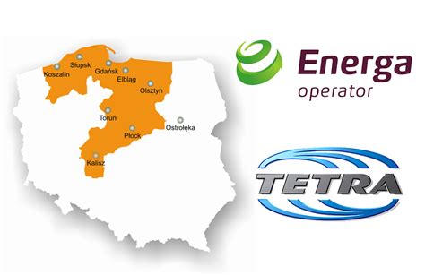 Mapa Polski z zaznaczonym zasięgiem sieci dystrybucyjnej Grupy Energa