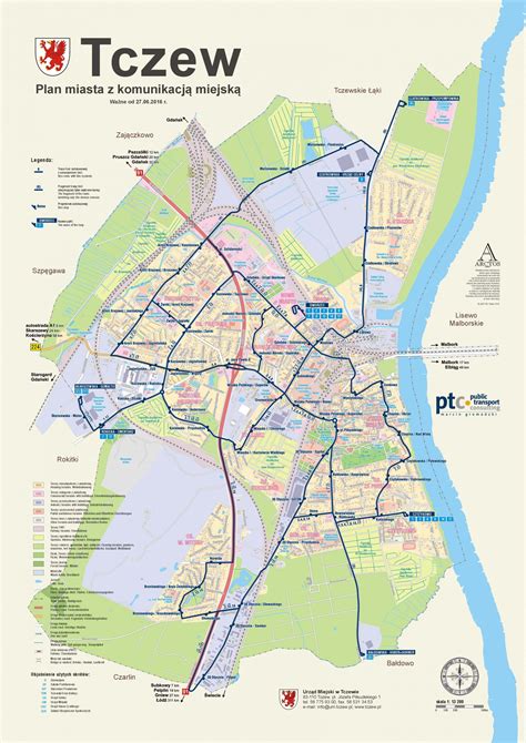 Mapa Tczewa z zaznaczoną lokalizacją Sądu Rejonowego i Kancelarii Komornika