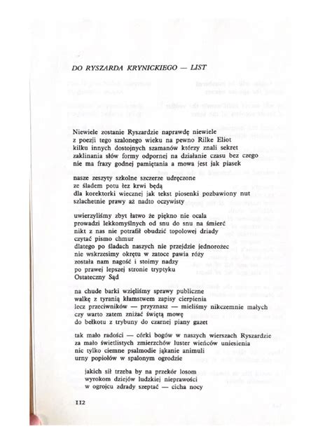 Strona z tomikiem poezji Ryszarda Krynickiego