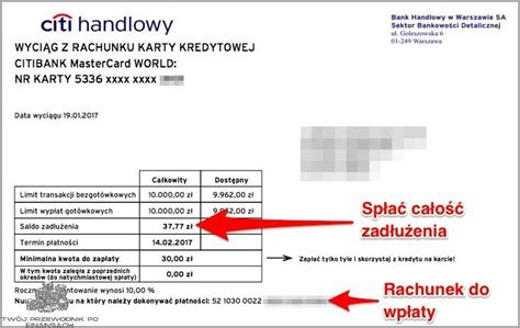 Przykładowy wyciąg z karty kredytowej