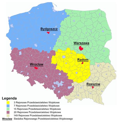 Mapa pokazująca lokalizacje sądów rejonowych prowadzących rejestr zastawów