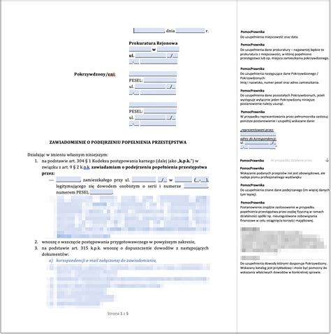 Formularz zawiadomienia o możliwości popełnienia przestępstwa