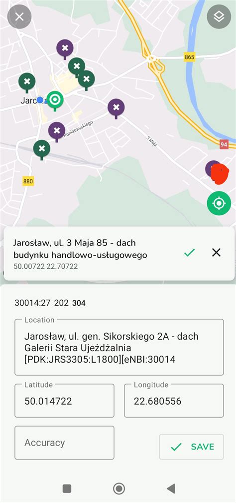Mapa z zaznaczonymi lokalizacjami odbioru mienia