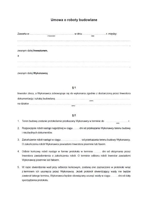 Przykładowa umowa budowlana