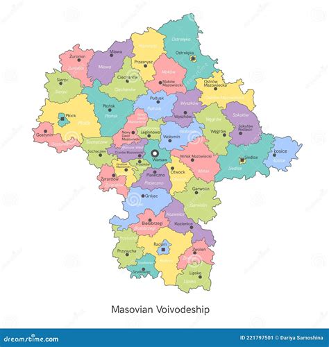 Mapa województwa mazowieckiego z zaznaczonym Wołominem