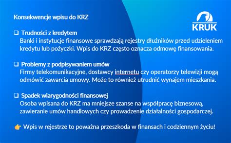 Infografika pokazująca konsekwencje wpisu do rejestru dłużników