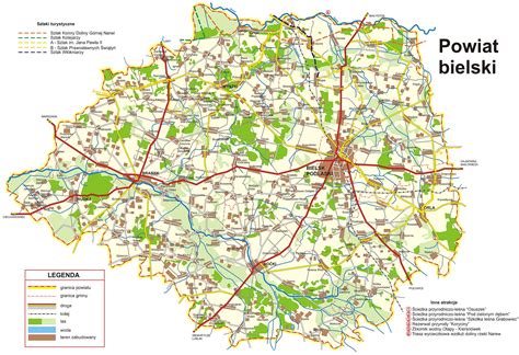 Mapa powiatu żnińskiego z zaznaczonymi gminami