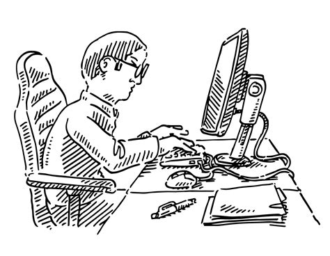 Ilustracja przedstawiająca księgowego pracującego przy komputerze