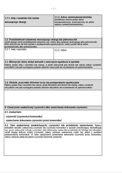 Formularz skargi na czynności komornika