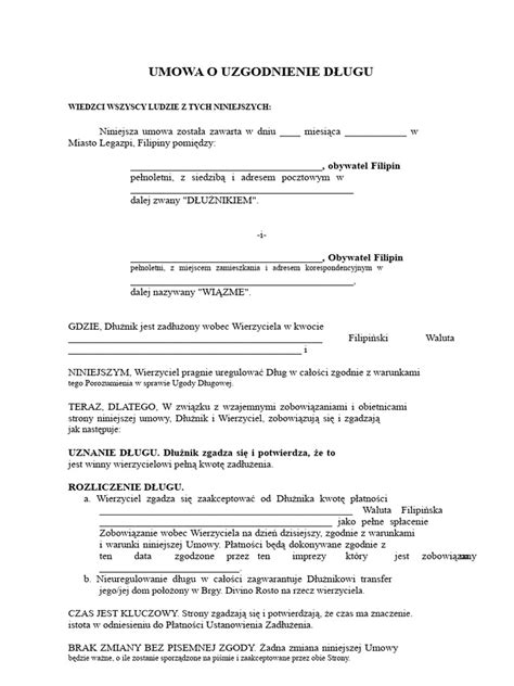 Schemat przedstawiający proces uznania długu i jego konsekwencje