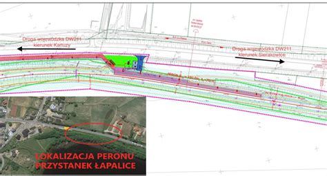Mapa planowanej trasy i przystanków kolejowych na odcinku Kartuzy - Lębork