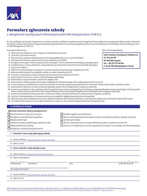 Formularz zgłoszenia szkody HDI