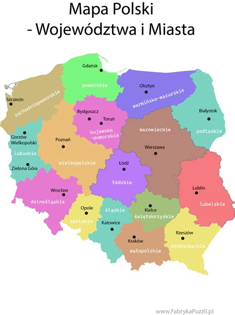 Mapa Polski z głównymi ośrodkami windykacyjnymi