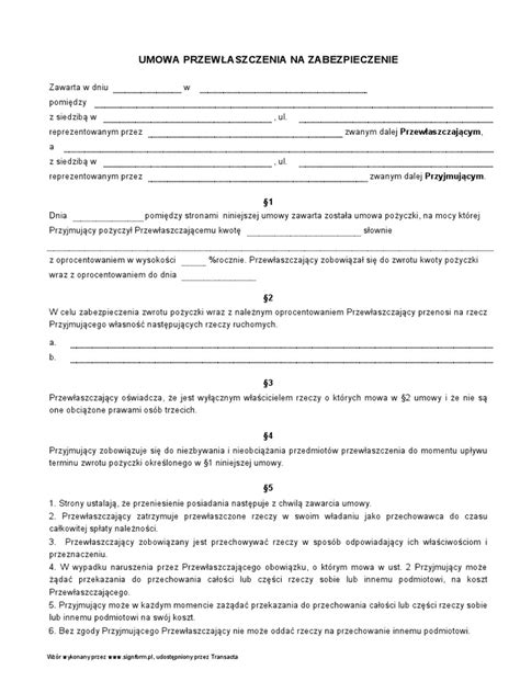 Schemat konstrukcji przewłaszczenia nieruchomości na zabezpieczenie