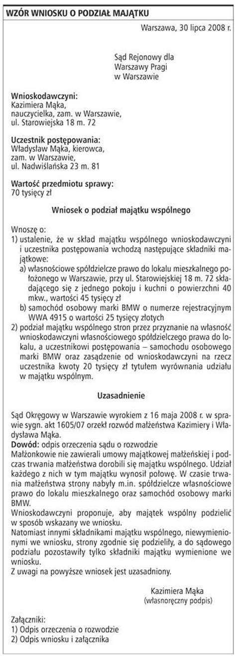 Podział majątku wspólnego małżonków