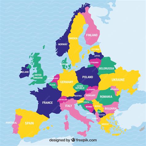 Mapa Europy z zaznaczonymi krajami Unii Europejskiej