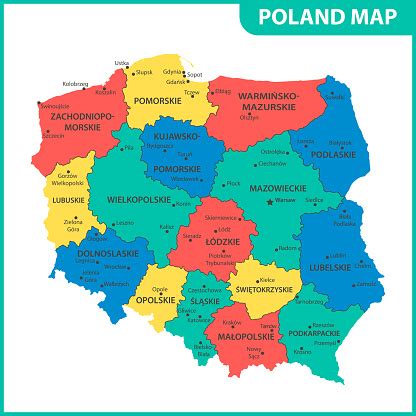 Mapa Polski z zaznaczonymi regionami działania agencji ochrony