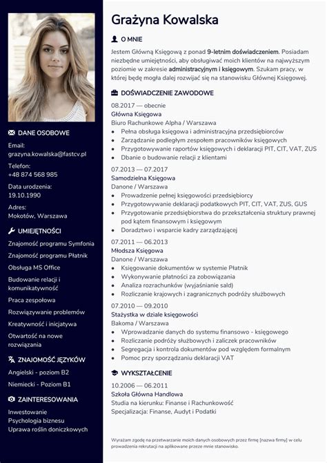Struktura CV księgowej
