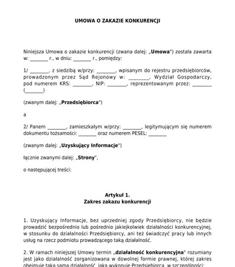 Umowa o zakazie konkurencji i jej skutki w postępowaniu upadłościowym