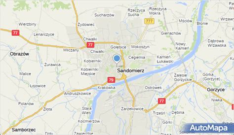 Mapa Sandomierza z zaznaczonym Mściowem