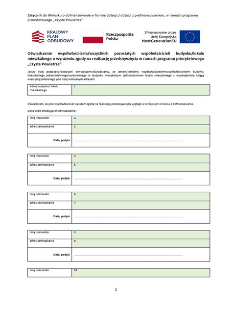 Formularz oświadczenia majątkowego