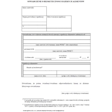 Powiadomienie o egzekucji alimentów