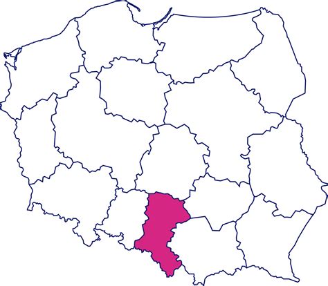 Mapa administracyjna Polski z zaznaczonym województwem śląskim