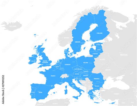 Mapa Unii Europejskiej z zaznaczonymi krajami objętymi ETE