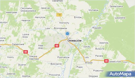 Mapa gminy Głowaczów z zaznaczoną miejscowością Leżenice