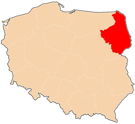 Mapa Polski z zaznaczonym województwem podlaskim i miejscowością Zambrów