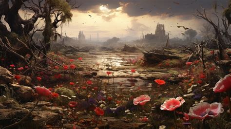 Apokaliptyczny krajobraz z elementami dark fantasy