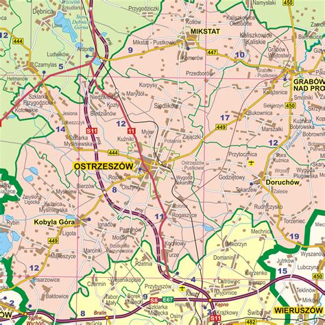 Mapa pokazująca Włocławek i okolice - punkty obsługi klienta, urzędy i sądy