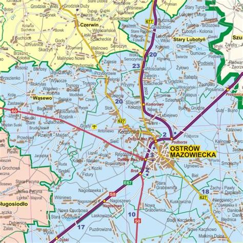 Mapa Nowego Dworu Mazowieckiego z zaznaczonymi ulicami