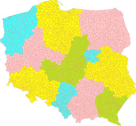 Mapa z zaznaczonymi siedzibami sądów w Polsce