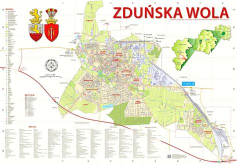 Mapa Zduńskiej Woli z zaznaczonymi ważnymi miejscami
