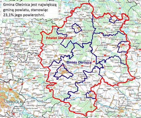 Mapa zasięgu terytorialnego: Oleśnica i okolice, powiat oleśnicki