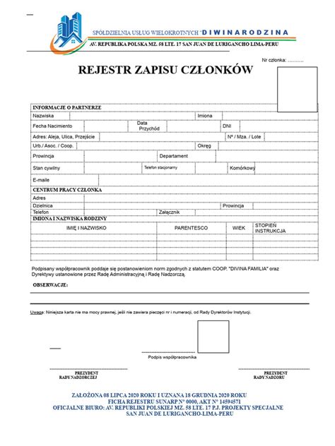 Schemat dostępu do rejestru członków spółdzielni