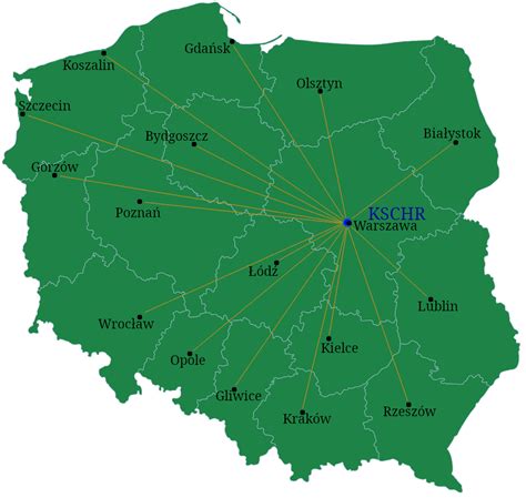 Mapa Polski z zaznaczonym Śremem