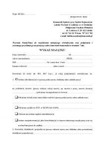 Formularz wykazu majątku dłużnika