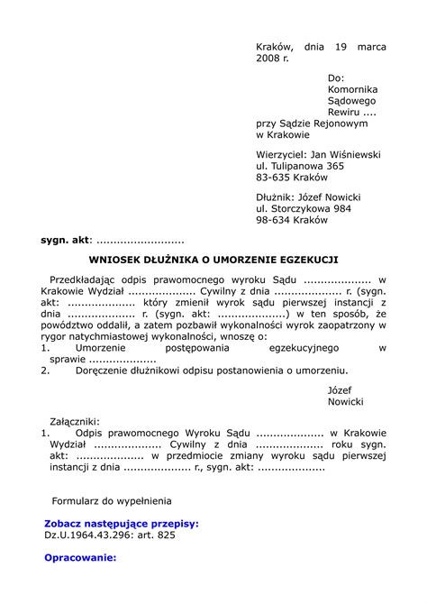 wniosek o umorzenie egzekucji