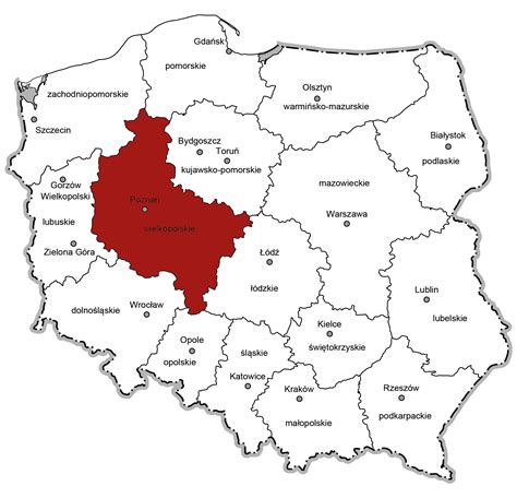 Mapa Polski z zaznaczonym obszarem apelacji woj. śląskiego